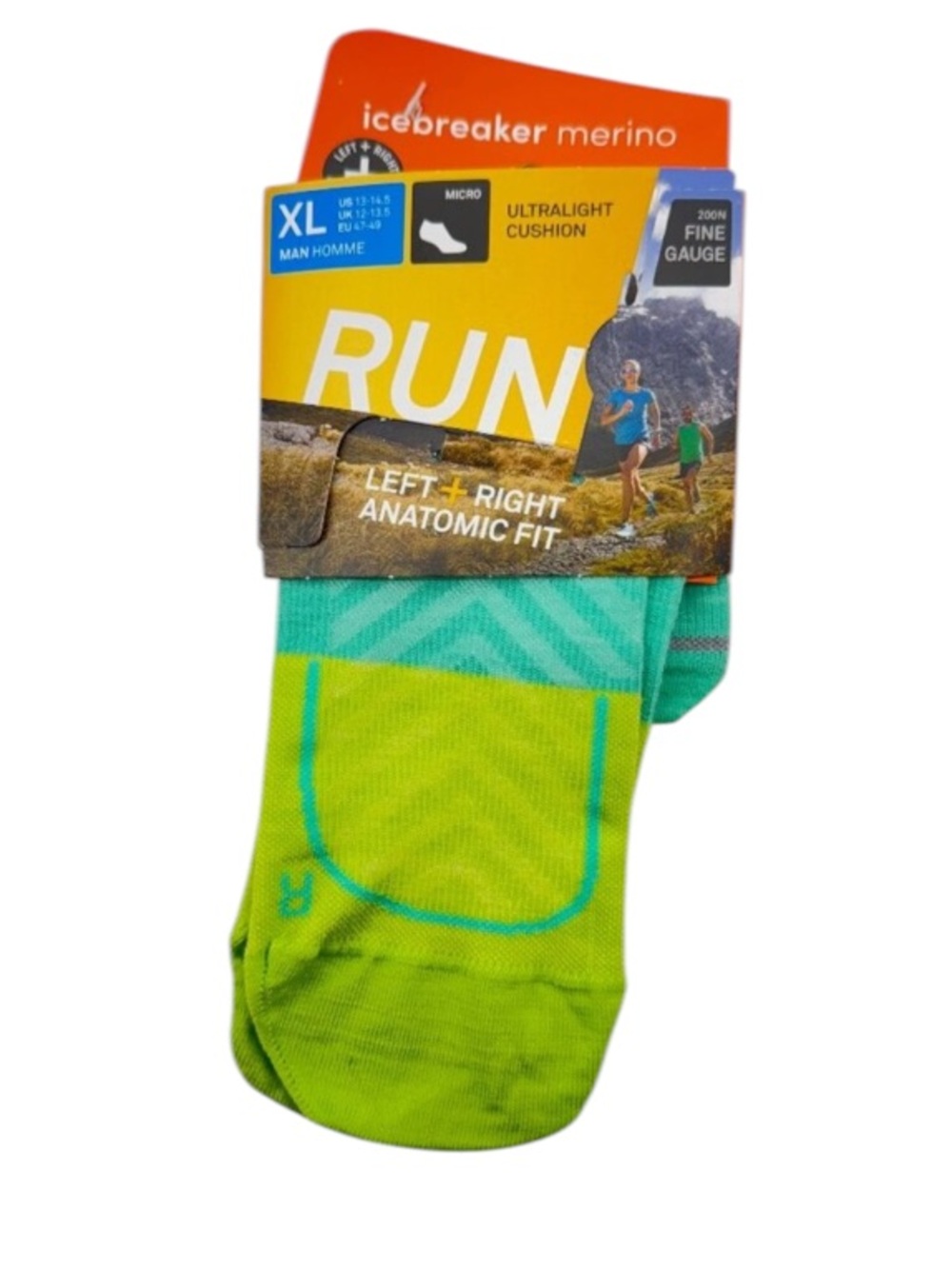 New! Men's Merino Blend Run+ Ultralight Micro Socks in Hyper/Aura